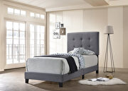 Twin bed upholstered in a gray fabric main photo