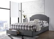 Full storage bed upholstered in a charcoal fabric main photo