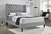 Summerset (Gray) Light gray fabric queen bed w tufted headboard