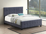 Fairfield (Gray) Dark gray fabric grid tufted headboard queen bed