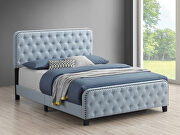 Delft blue fabric queen bed