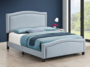 Hamden (Blue) Delft blue fabric queen bed in casual style
