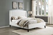Mosby (White) Upholstered curved headboard queen platform bed white