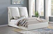 Upholstered queen platform bed with pillow headboard white main photo