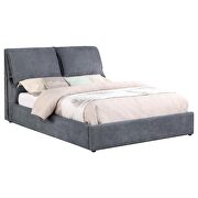 Upholstered king platform bed with pillow headboard charcoal grey main photo