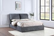 Upholstered queen platform bed with pillow headboard charcoal grey main photo