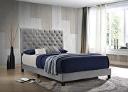 Gray velvet queen bed in simple style