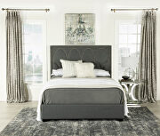 Bowfield (Gray) Charcoal linen-like fabric queen bed