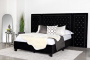 Upholstered tufted platform king bed black w/ optional back panels main photo