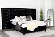 Upholstered tufted platform queen bed black w/ optional back panels main photo