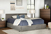 Textured gray fabric upholstery queen bed main photo