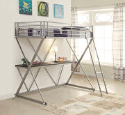 Hyde Silver metal finish twin workstation loft bed