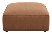 Upholstered ottoman in terracotta fabric