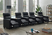 9 pc 5-seater home theater upholstered in black leatherette