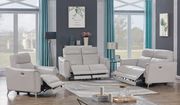 Power recliner sofa in gray leather / pvc main photo