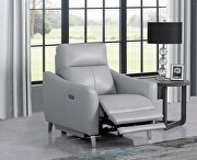 Light gray performance leatherette upholstery power recliner chair