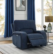 Power2 recliner chair in navy blue chenille main photo