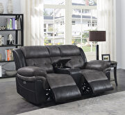 Power loveseat in charcoal and matching black exterior