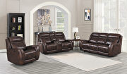 Cognac finish genuine top grain leather power sofa main photo
