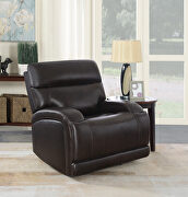 Power glider recliner upholstered in dark brown top grain leather main photo