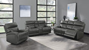 Power motion sofa upholstered in charcoal top grain leather main photo