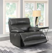 Casual charcoal power glider recliner
