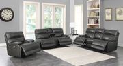 Casual charcoal leather/pvc power sofa main photo