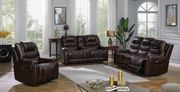 Dark brown top grain leather recliner sofa main photo