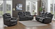 Dark charcoal gray top grain leather recliner sofa main photo
