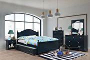 Transitional style blue finish twin bed main photo