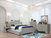 Transitional style gray finish twin bed main photo