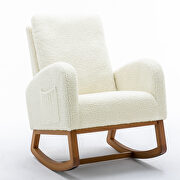 W304 (White) White teddy fabric comfortable rocking chair