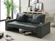Black sofa bed with rectangular armrests