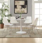Lowry (White) Mid-century modern white round dining table