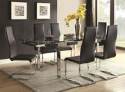 Wexford (Black) Glass/chrome modern extension dining table