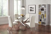 Contemporary chrome dining table w round glass top
