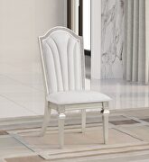 Upholstered dining side chair with faux diamond trim ivory and silver oak (set of 2) main photo