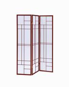 Transitional brown red three-panel screen