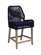 Dark blue rope & fabric upholstered counter height chair main photo