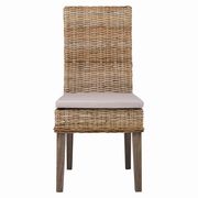 Gray washed khaki fabric woven dining chair main photo