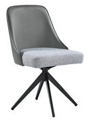 Gray fabric/ leatherette upholstered swivel side chairs (set of 2)