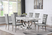 Faux marble top dining table white and chrome