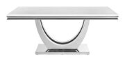 Rectangular faux marble top dining table white and chrome main photo