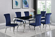 Carone (Blue) Polished chrome finished table base dining table