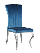 Carone (Silver) Dining chair in teal velvet