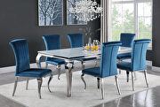 Carone (Teal) Dining table with polished chrome finished table base