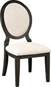 Cream linen-like fabric upholstery dining chairs with oval back (set of 2) main photo