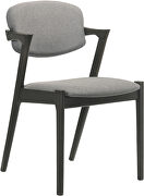 Brown gray fabric upholstery side chairs (set of 2) with demi arm main photo