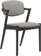 Brown gray fabric upholstery side chairs (set of 2) with demi arm