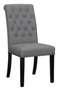 Gray linen-like upholstery tufted side chairs with nailhead trim (set of 2) main photo
